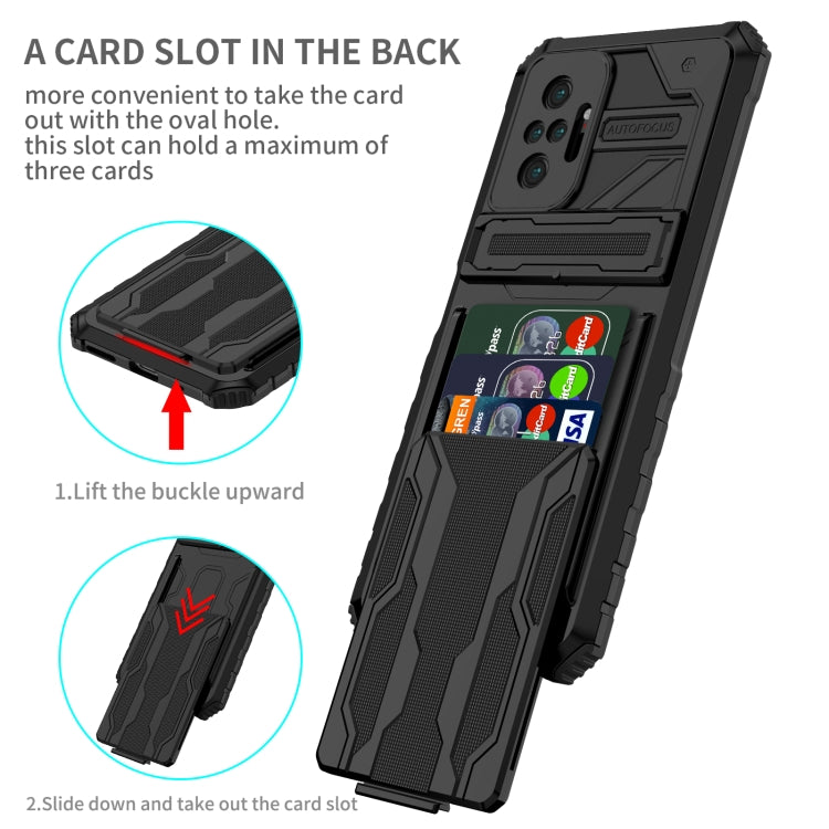 For Xiaomi Redmi Note 10 Pro 4G Armor Card PC + TPU Shockproof Case with Card Slot & Invisible Holder
