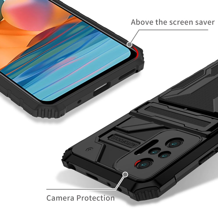 For Xiaomi Redmi Note 10 Pro 4G Armor Card PC + TPU Shockproof Case with Card Slot & Invisible Holder