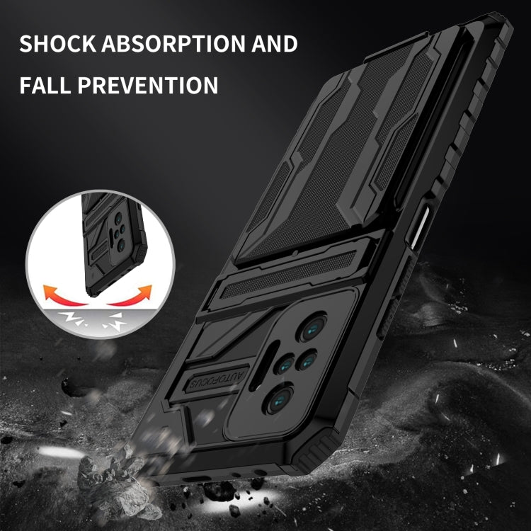 For Xiaomi Redmi Note 10 Pro 4G Armor Card PC + TPU Shockproof Case with Card Slot & Invisible Holder
