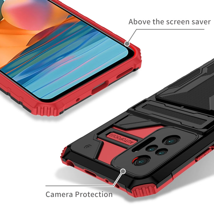 For Xiaomi Redmi Note 10 Pro 4G Armor Card PC + TPU Shockproof Case with Card Slot & Invisible Holder