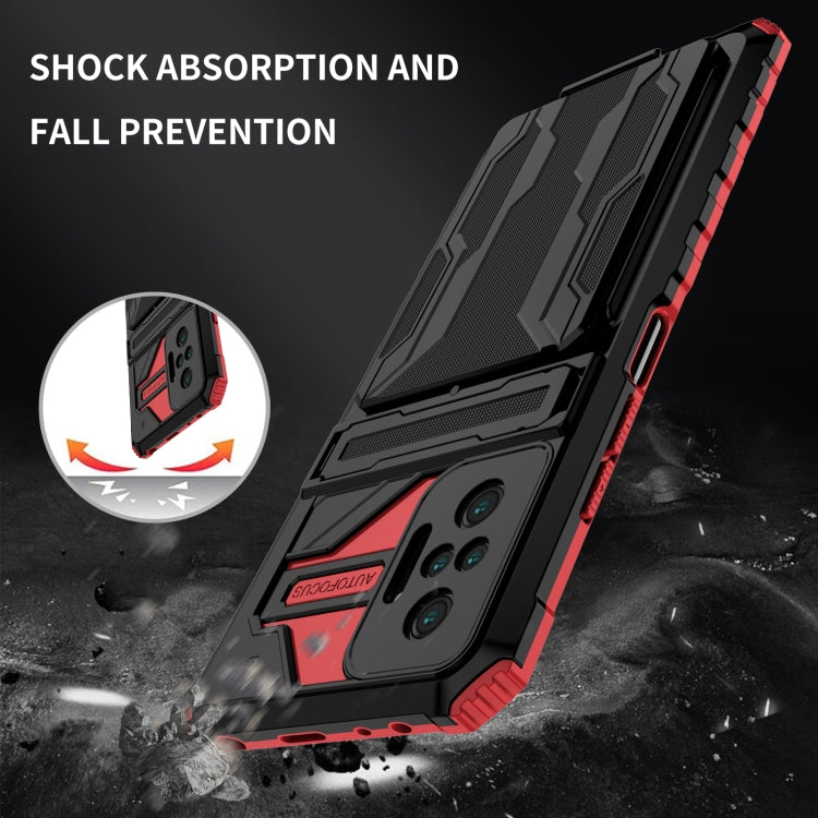 For Xiaomi Redmi Note 10 Pro 4G Armor Card PC + TPU Shockproof Case with Card Slot & Invisible Holder