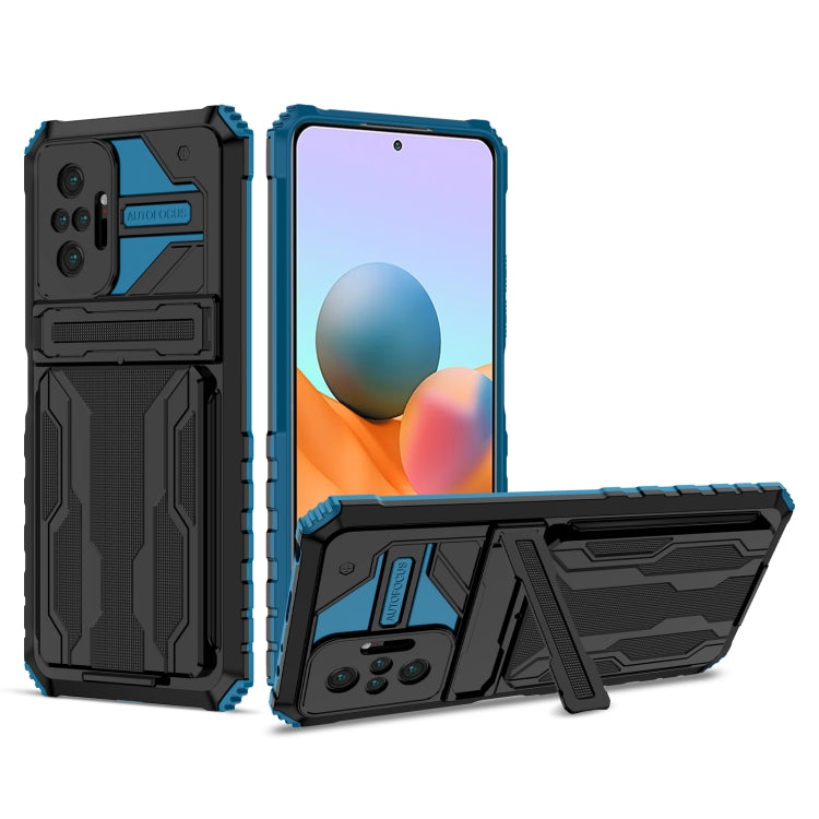 For Xiaomi Redmi Note 10 Pro 4G Armor Card PC + TPU Shockproof Case with Card Slot & Invisible Holder