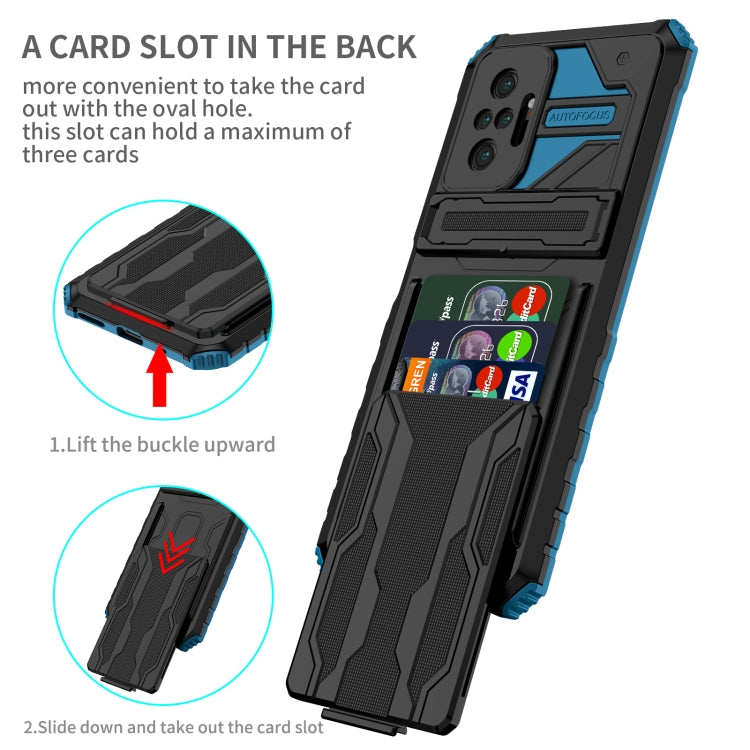 For Xiaomi Redmi Note 10 Pro 4G Armor Card PC + TPU Shockproof Case with Card Slot & Invisible Holder
