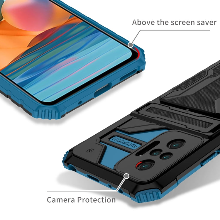 For Xiaomi Redmi Note 10 Pro 4G Armor Card PC + TPU Shockproof Case with Card Slot & Invisible Holder