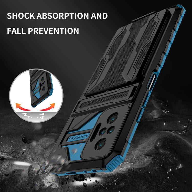For Xiaomi Redmi Note 10 Pro 4G Armor Card PC + TPU Shockproof Case with Card Slot & Invisible Holder