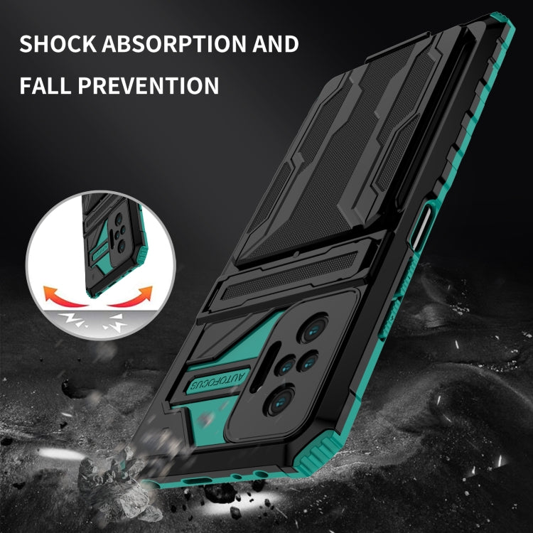 For Xiaomi Redmi Note 10 Pro 4G Armor Card PC + TPU Shockproof Case with Card Slot & Invisible Holder