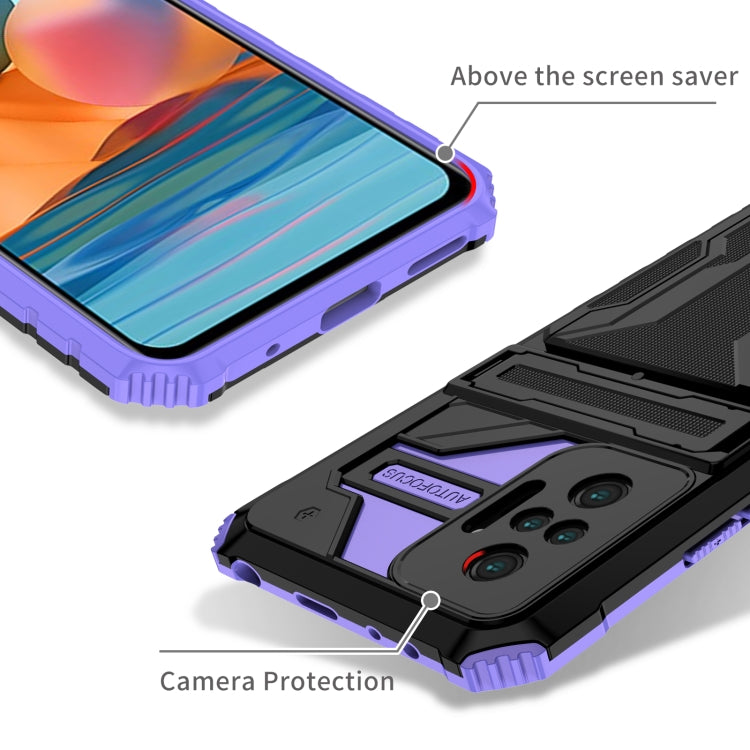 For Xiaomi Redmi Note 10 Pro 4G Armor Card PC + TPU Shockproof Case with Card Slot & Invisible Holder