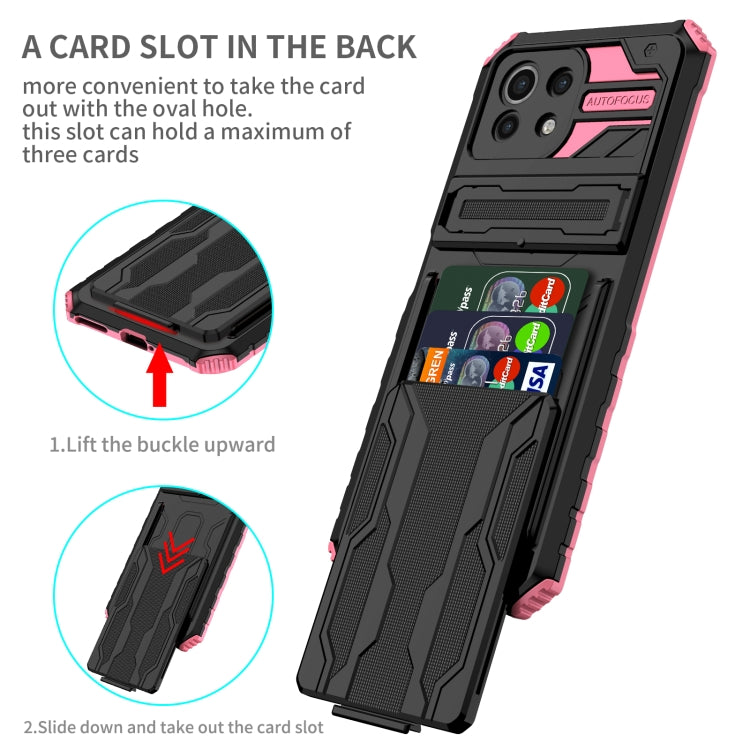 For Xiaomi Mi 11 Lite Armor Card PC + TPU Shockproof Case with Card Slot & Invisible Holder