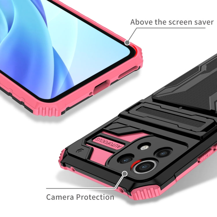 For Xiaomi Mi 11 Lite Armor Card PC + TPU Shockproof Case with Card Slot & Invisible Holder