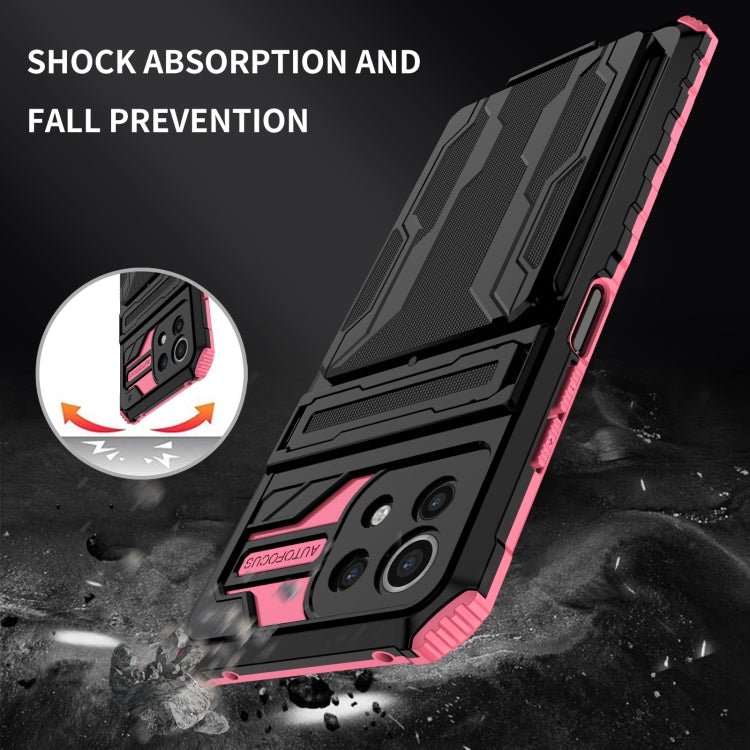 For Xiaomi Mi 11 Lite Armor Card PC + TPU Shockproof Case with Card Slot & Invisible Holder