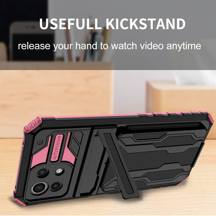 For Xiaomi Mi 11 Lite Armor Card PC + TPU Shockproof Case with Card Slot & Invisible Holder