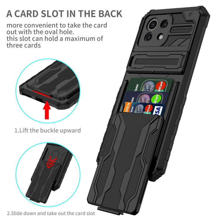 For Xiaomi Mi 11 Lite Armor Card PC + TPU Shockproof Case with Card Slot & Invisible Holder