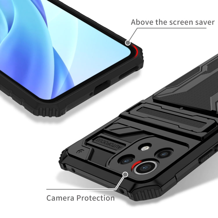 For Xiaomi Mi 11 Lite Armor Card PC + TPU Shockproof Case with Card Slot & Invisible Holder