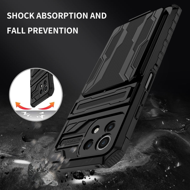For Xiaomi Mi 11 Lite Armor Card PC + TPU Shockproof Case with Card Slot & Invisible Holder