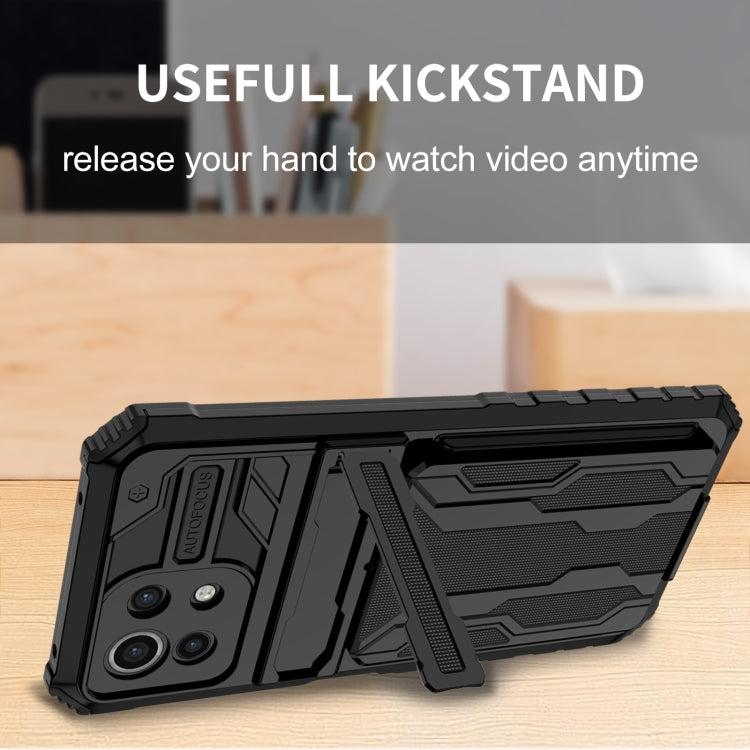 For Xiaomi Mi 11 Lite Armor Card PC + TPU Shockproof Case with Card Slot & Invisible Holder