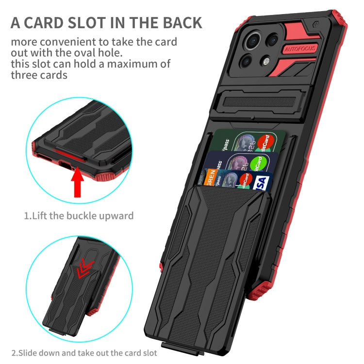 For Xiaomi Mi 11 Lite Armor Card PC + TPU Shockproof Case with Card Slot & Invisible Holder