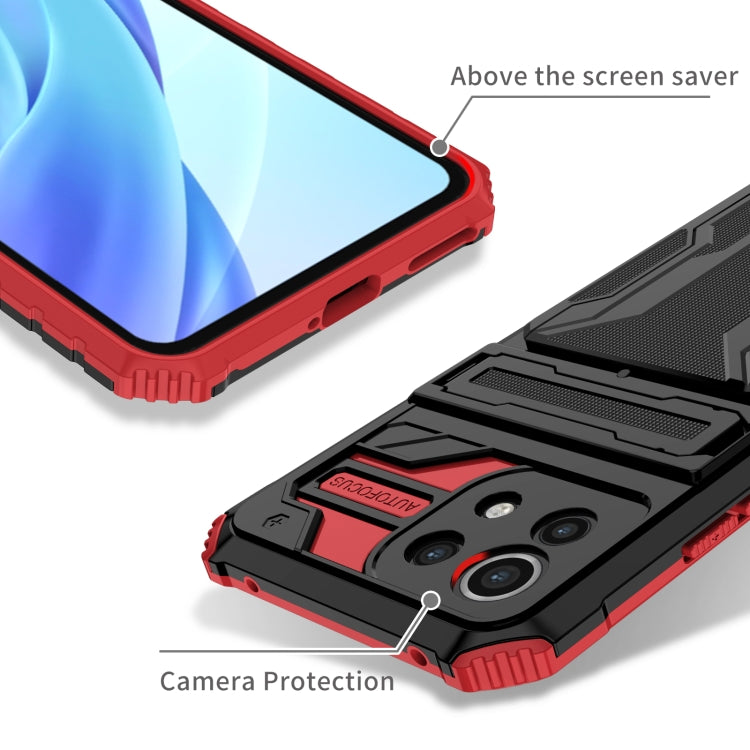 For Xiaomi Mi 11 Lite Armor Card PC + TPU Shockproof Case with Card Slot & Invisible Holder