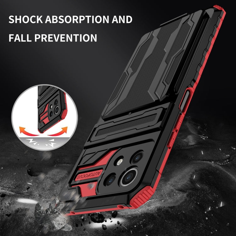 For Xiaomi Mi 11 Lite Armor Card PC + TPU Shockproof Case with Card Slot & Invisible Holder