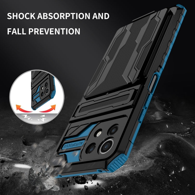 For Xiaomi Mi 11 Lite Armor Card PC + TPU Shockproof Case with Card Slot & Invisible Holder