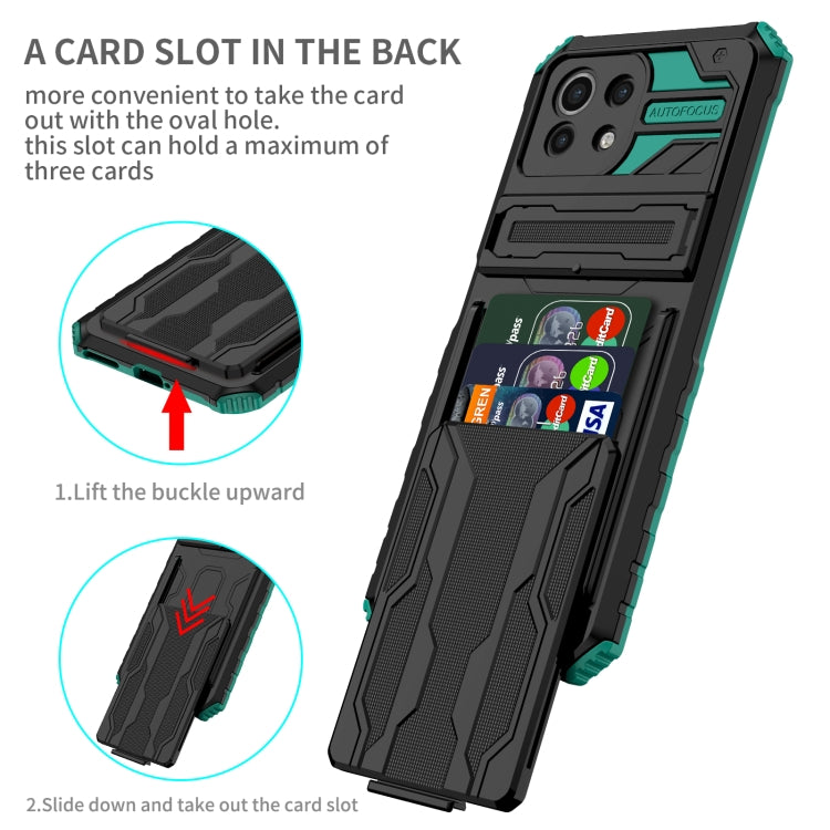 For Xiaomi Mi 11 Lite Armor Card PC + TPU Shockproof Case with Card Slot & Invisible Holder