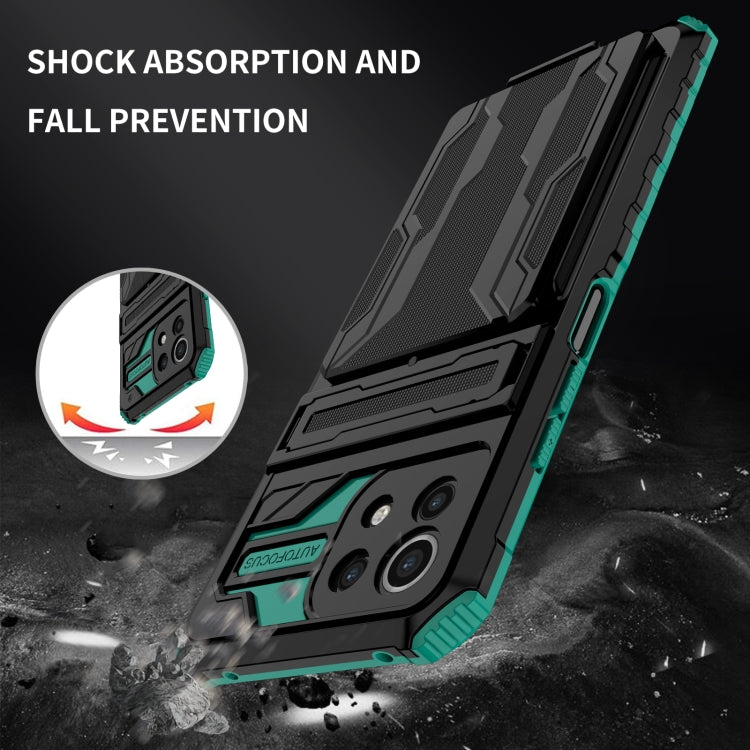 For Xiaomi Mi 11 Lite Armor Card PC + TPU Shockproof Case with Card Slot & Invisible Holder