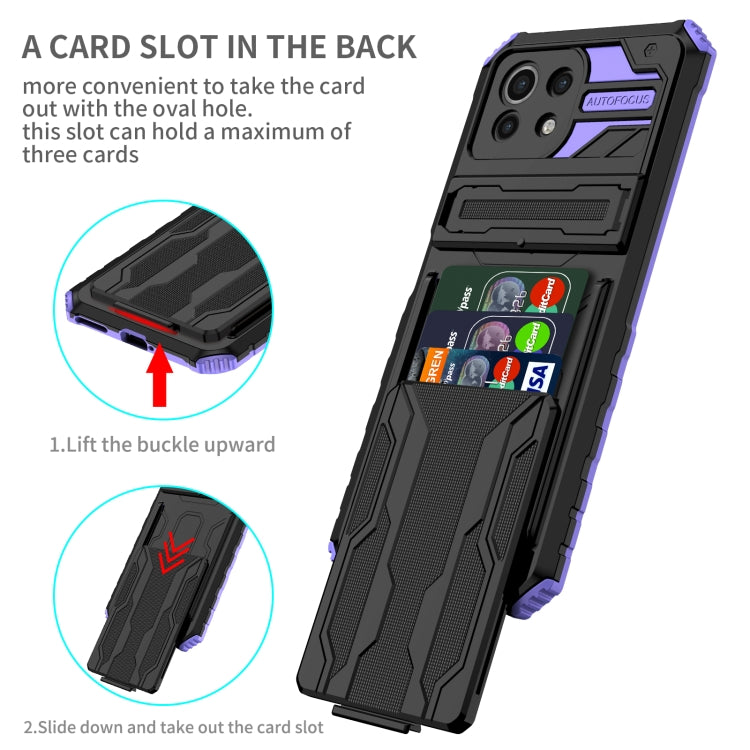 For Xiaomi Mi 11 Lite Armor Card PC + TPU Shockproof Case with Card Slot & Invisible Holder