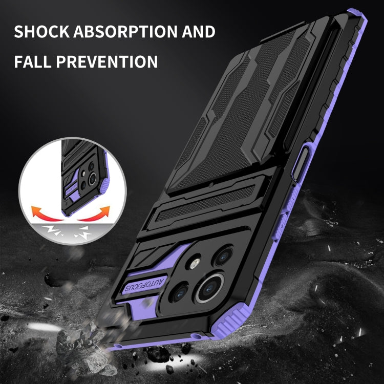 For Xiaomi Mi 11 Lite Armor Card PC + TPU Shockproof Case with Card Slot & Invisible Holder