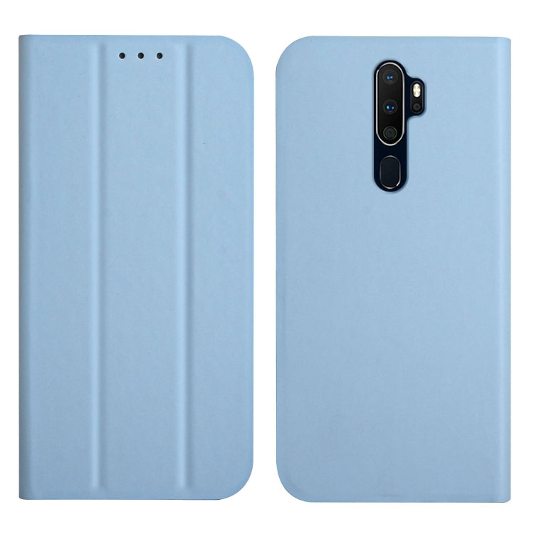 For OPPO A9 2020 3-Folding Ultrathin Skin Feel Magnetic Solid Color Horizontal Flip Leather Case with Holder