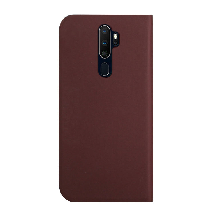 For OPPO A9 2020 3-Folding Ultrathin Skin Feel Magnetic Solid Color Horizontal Flip Leather Case with Holder