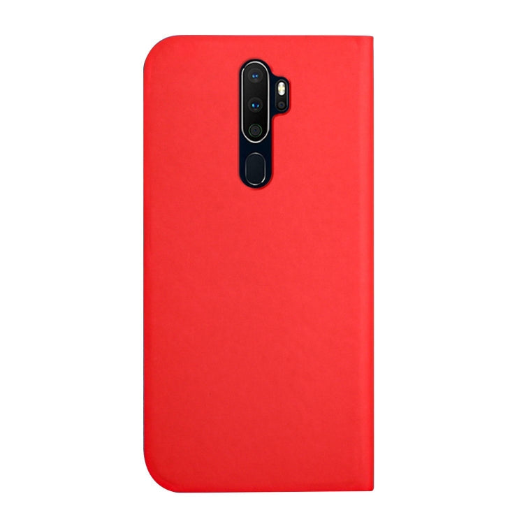For OPPO A9 2020 3-Folding Ultrathin Skin Feel Magnetic Solid Color Horizontal Flip Leather Case with Holder