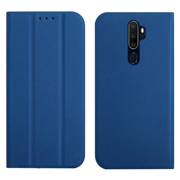 For OPPO A9 2020 3-Folding Ultrathin Skin Feel Magnetic Solid Color Horizontal Flip Leather Case with Holder