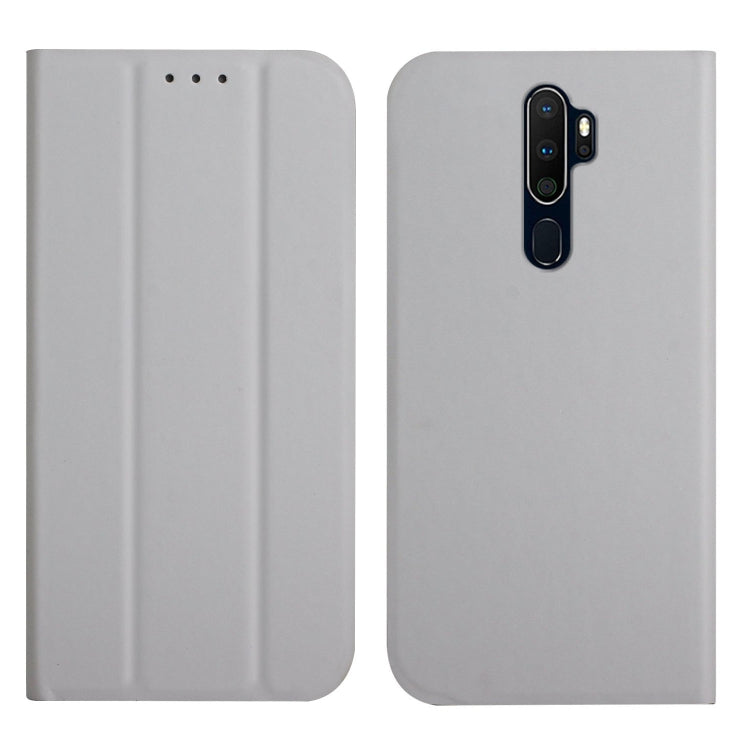 For OPPO A9 2020 3-Folding Ultrathin Skin Feel Magnetic Solid Color Horizontal Flip Leather Case with Holder