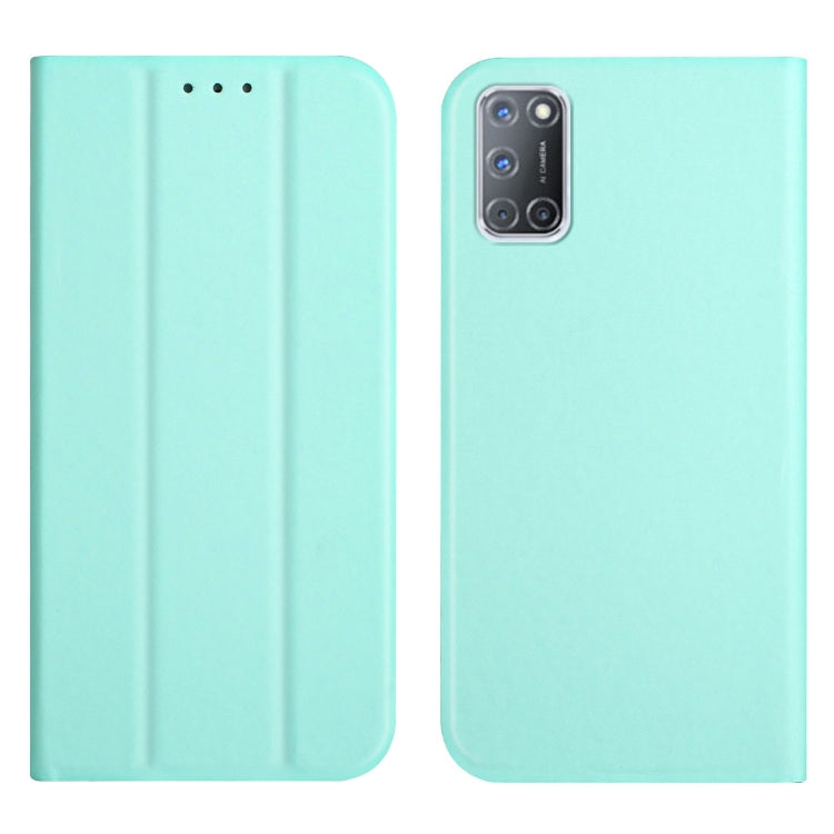 For OPPO A52 / A72 / A92 3-Folding Ultrathin Skin Feel Magnetic Solid Color Horizontal Flip Leather Case with Holder