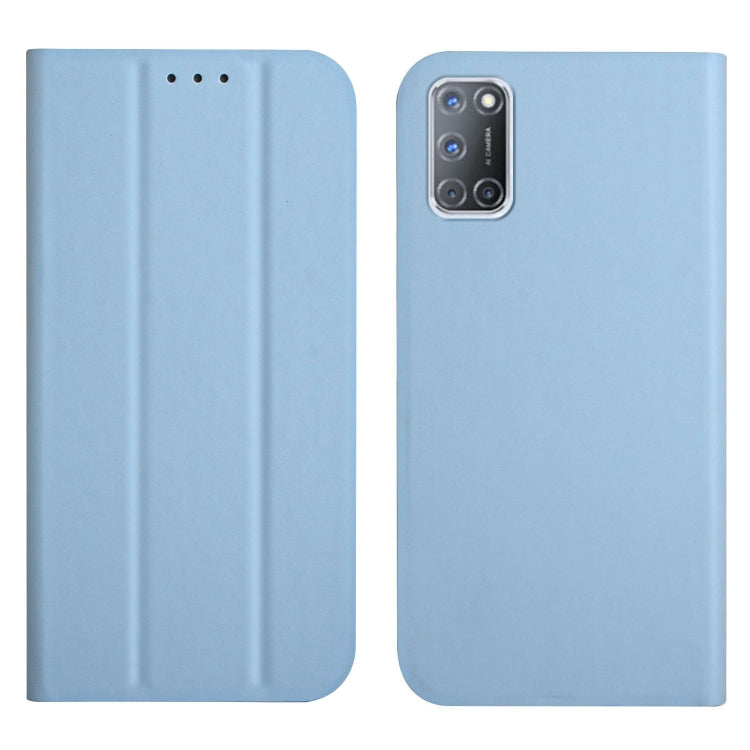 For OPPO A52 / A72 / A92 3-Folding Ultrathin Skin Feel Magnetic Solid Color Horizontal Flip Leather Case with Holder