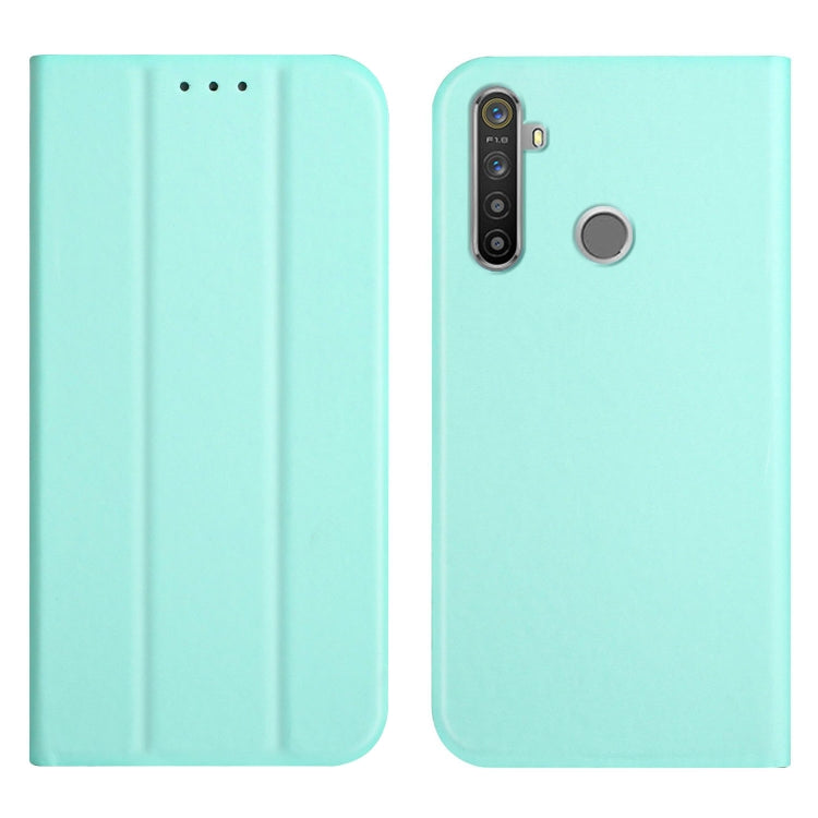 For OPPO Realme 6 / 6i 3-Folding Ultrathin Skin Feel Magnetic Solid Color Horizontal Flip Leather Case with Holder