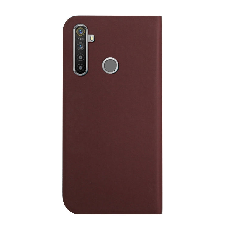 For OPPO Realme 6 / 6i 3-Folding Ultrathin Skin Feel Magnetic Solid Color Horizontal Flip Leather Case with Holder