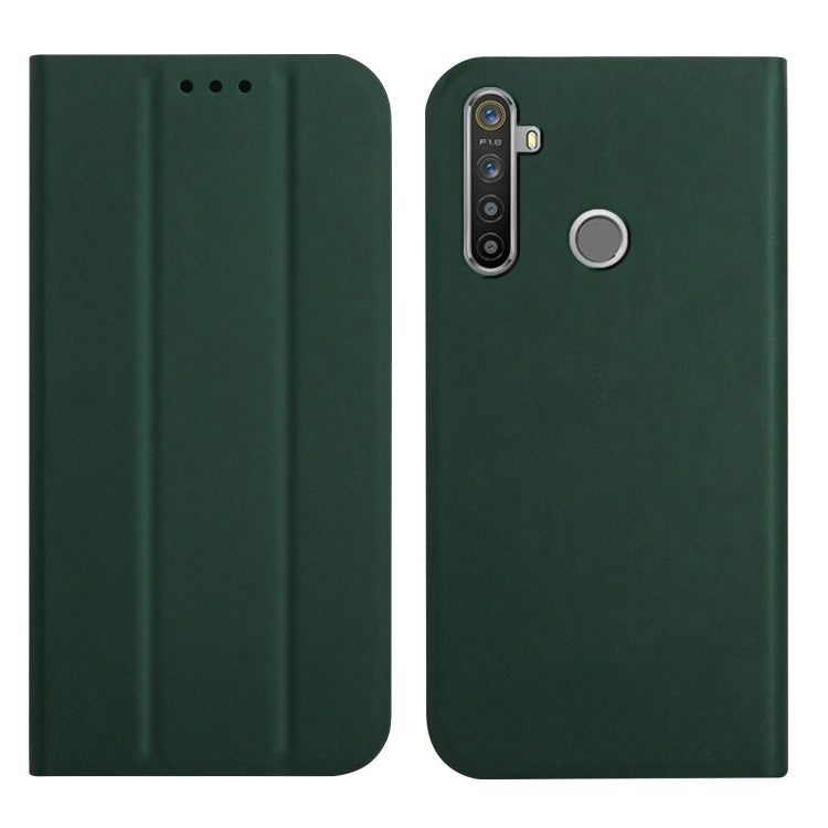 For OPPO Realme 6 / 6i 3-Folding Ultrathin Skin Feel Magnetic Solid Color Horizontal Flip Leather Case with Holder