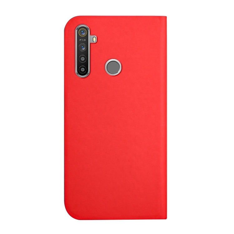 For OPPO Realme 6 / 6i 3-Folding Ultrathin Skin Feel Magnetic Solid Color Horizontal Flip Leather Case with Holder
