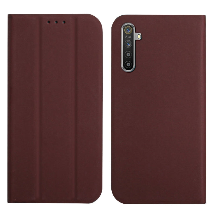 For OPPO Realme 6 Pro 3-Folding Ultrathin Skin Feel Magnetic Solid Color Horizontal Flip Leather Case with Holder