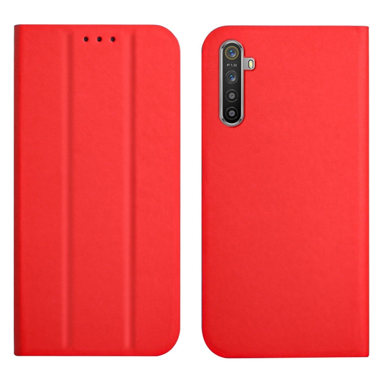 For OPPO Realme 6 Pro 3-Folding Ultrathin Skin Feel Magnetic Solid Color Horizontal Flip Leather Case with Holder