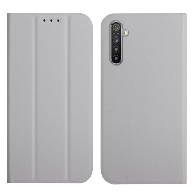 For OPPO Realme 6 Pro 3-Folding Ultrathin Skin Feel Magnetic Solid Color Horizontal Flip Leather Case with Holder