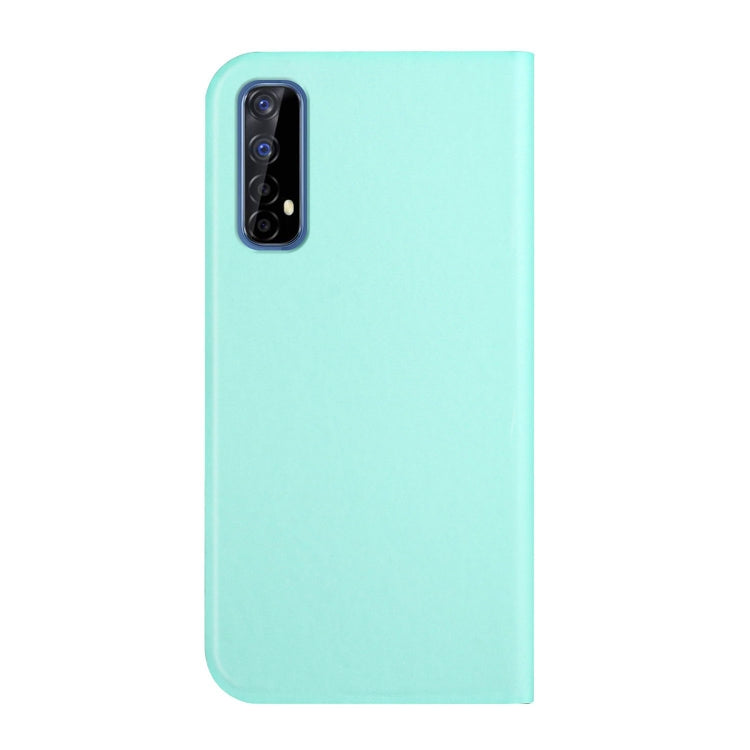 For OPPO Realme 7 3-Folding Ultrathin Skin Feel Magnetic Solid Color Horizontal Flip Leather Case with Holder