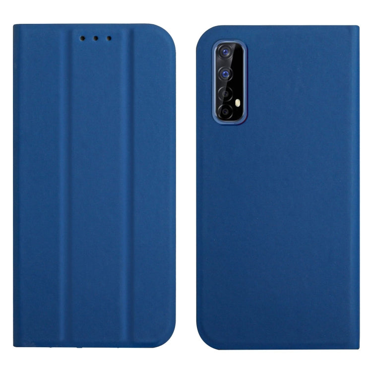 For OPPO Realme 7 3-Folding Ultrathin Skin Feel Magnetic Solid Color Horizontal Flip Leather Case with Holder