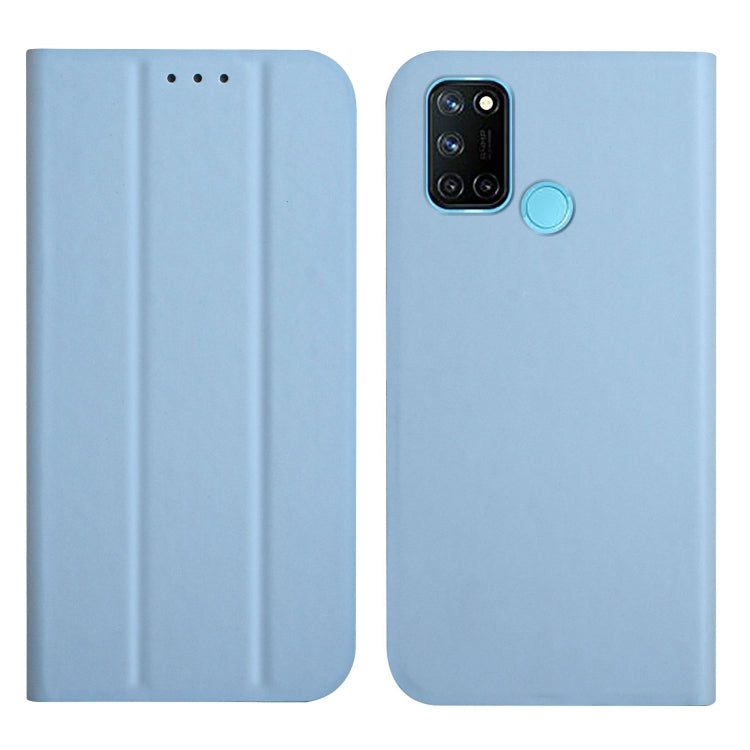 For OPPO Realme 7i 3-Folding Ultrathin Skin Feel Magnetic Solid Color Horizontal Flip Leather Case with Holder