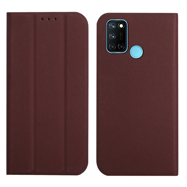 For OPPO Realme 7i 3-Folding Ultrathin Skin Feel Magnetic Solid Color Horizontal Flip Leather Case with Holder