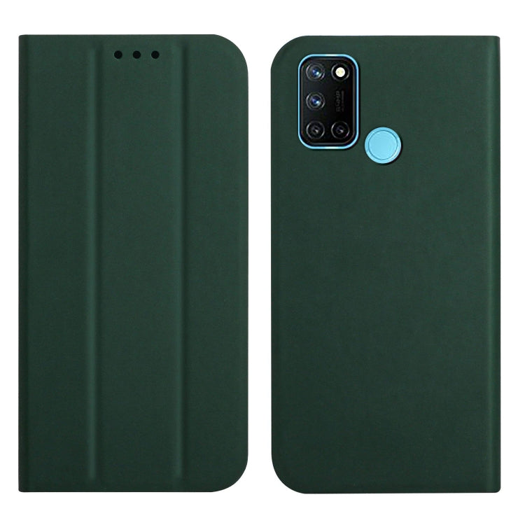 For OPPO Realme 7i 3-Folding Ultrathin Skin Feel Magnetic Solid Color Horizontal Flip Leather Case with Holder