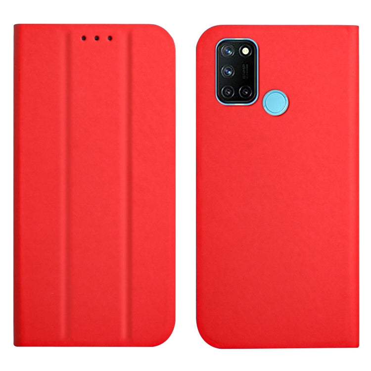 For OPPO Realme 7i 3-Folding Ultrathin Skin Feel Magnetic Solid Color Horizontal Flip Leather Case with Holder