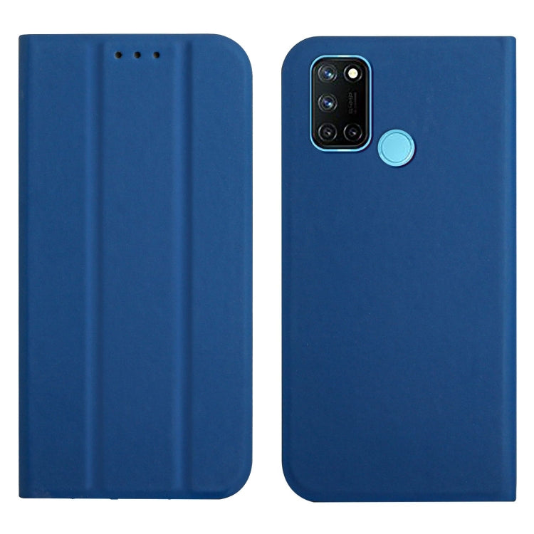 For OPPO Realme 7i 3-Folding Ultrathin Skin Feel Magnetic Solid Color Horizontal Flip Leather Case with Holder