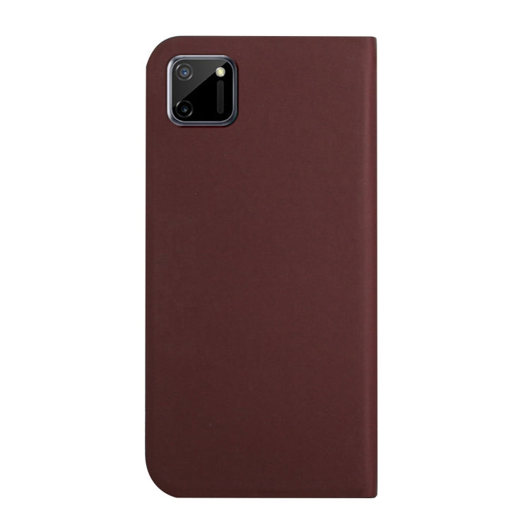 For OPPO Realme C11 3-Folding Ultrathin Skin Feel Magnetic Solid Color Horizontal Flip Leather Case with Holder