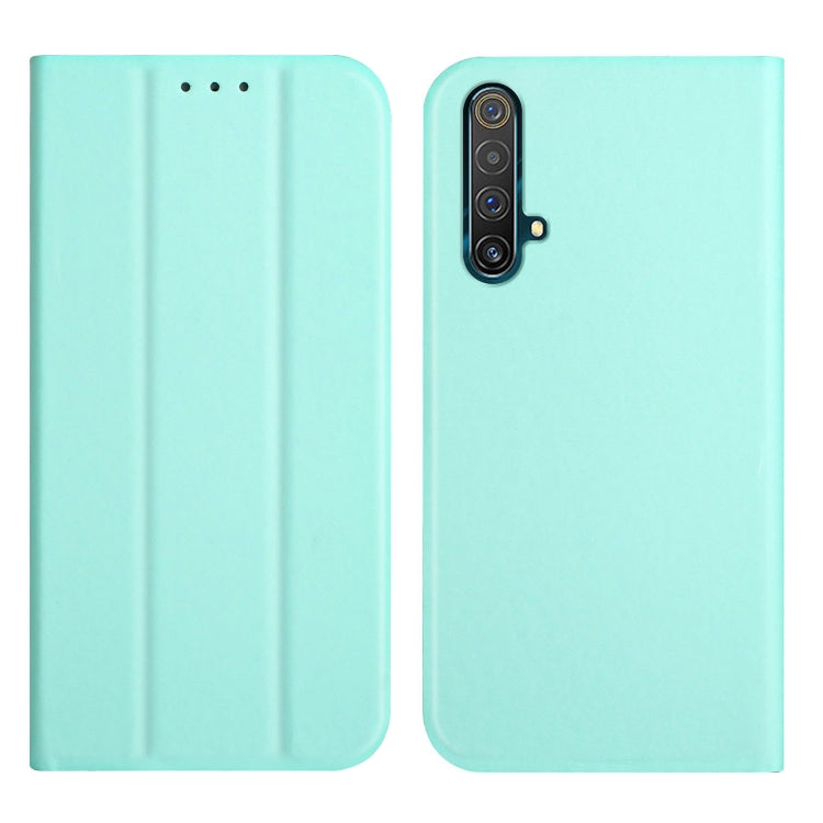 For OPPO Realme X3 / X50 5G 3-Folding Ultrathin Skin Feel Magnetic Solid Color Horizontal Flip Leather Case with Holder